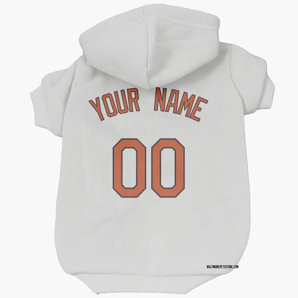 Baltimore Orioles Custom White Pet Hoodie for Dog & Cat