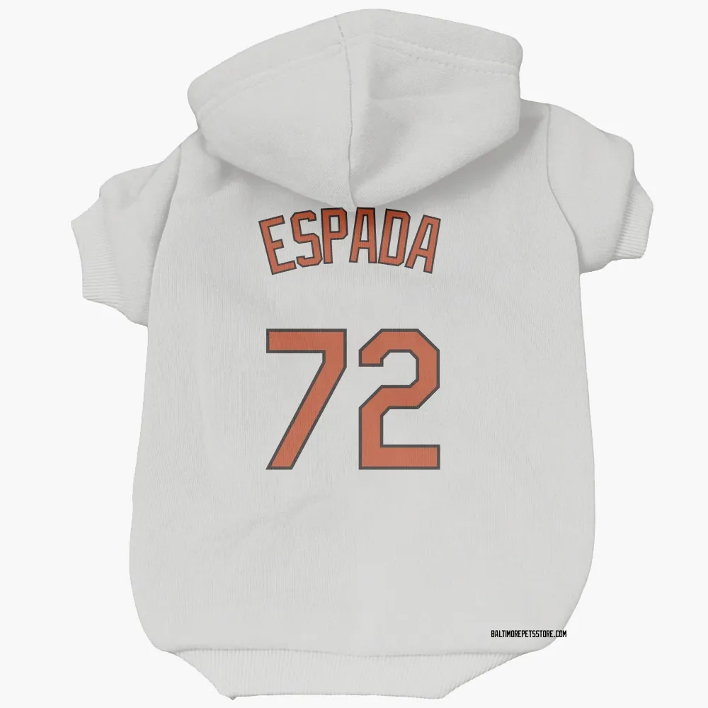 Baltimore Orioles Jose Espada White Pet Hoodie for Dog & Cat
