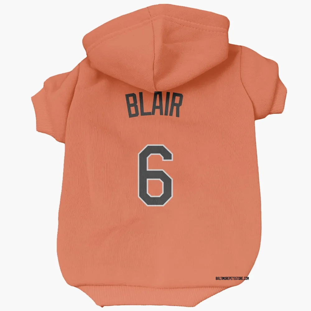 Baltimore Orioles Paul Blair Orange Pet Hoodie for Dog & Cat