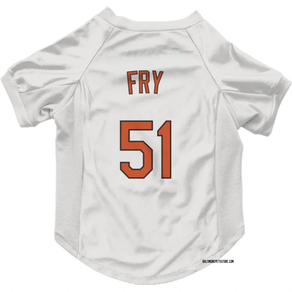 Baltimore Orioles Paul Fry White Pet Jersey for Dog & Cat